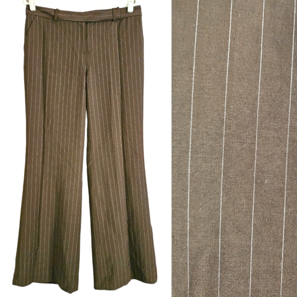NWOT Talbots brown pinstripe Heritage wool blend trousers pants Womens 12